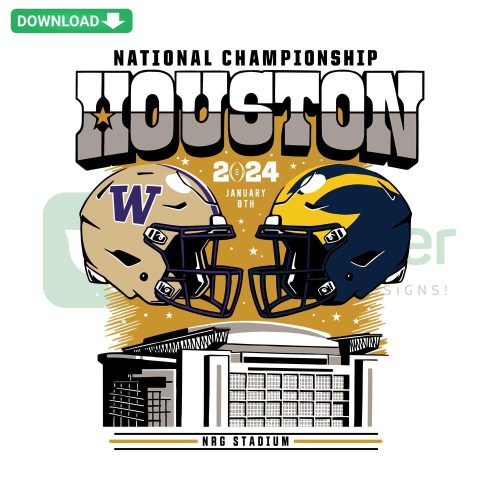National Championship Houston College Football 2024 SVG, Premium design featuring bold text and football graphics for SVG projects.