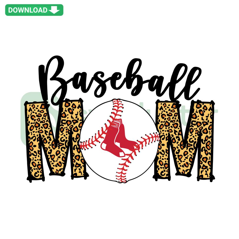 Red Sox Baseball Mom SVG Design with Heart, Printable Digital Clipart, MLB Team Logo, Sports Mom Gift, Cricut Silhouette Use