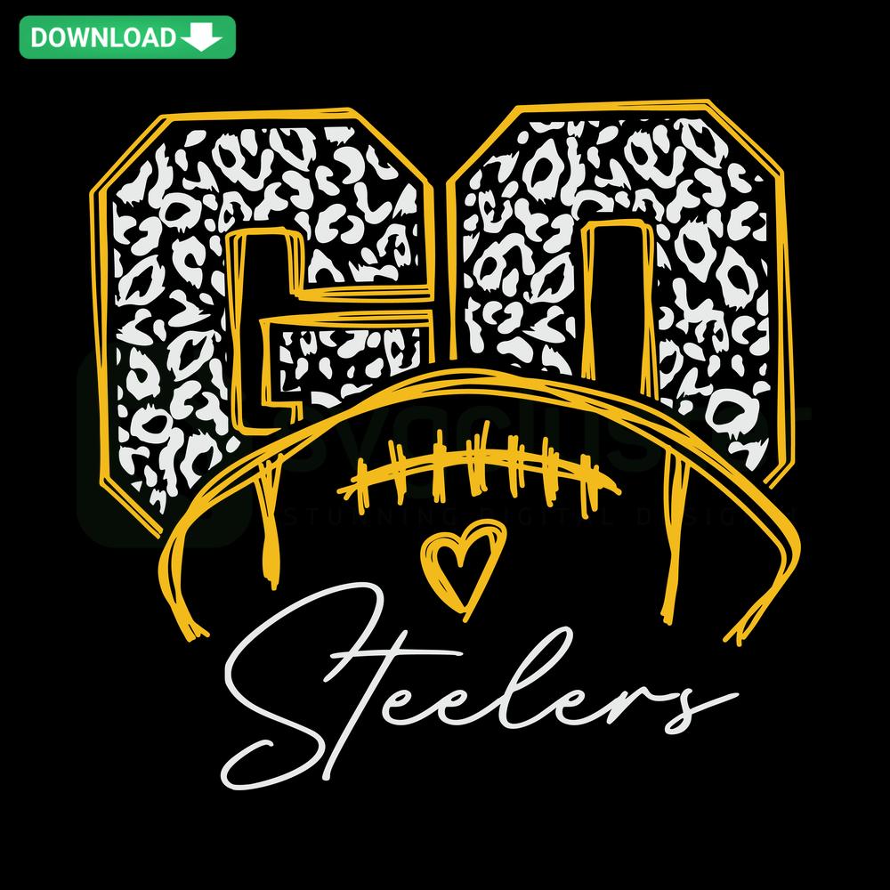 Leopard Pattern Go Steelers Football SVG, Commercial Use, Sports Team SVG Design