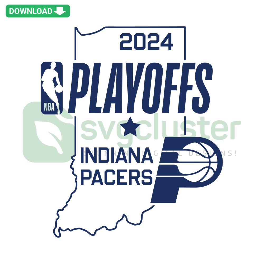 Playoffs 2024 Indiana Pacers NBA SVG Digital Download - High-Quality SVG showcasing team logo and colors, ideal for fan crafts.