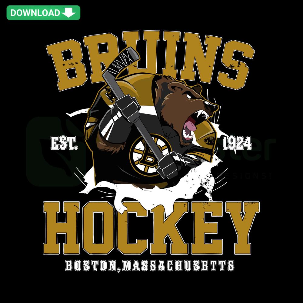 Vintage Boston Bruins Hockey SVG: Retro logo design for home decor, digital download, ideal for sports-themed DIY projects.