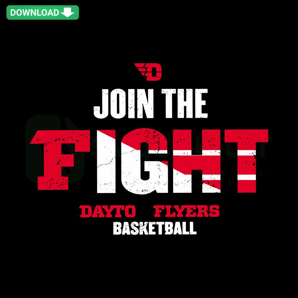 Dayton Flyers Basketball SVG design with Join The Fight text, perfect for wall art. Download SVG files.
