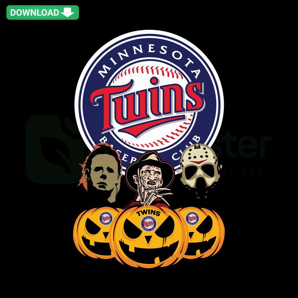 Minnesota Twins Halloween horror pumpkin SVG; Cricut-ready; spooky movie theme; sports fan craft template.