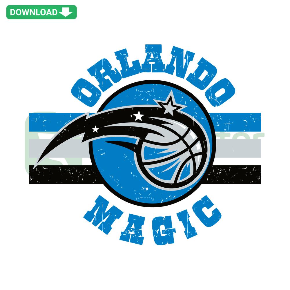 Retro Orlando Magic Basketball NBA SVG Digital Download, featuring bold blue-black patterns perfect for crafts and DIY projects.