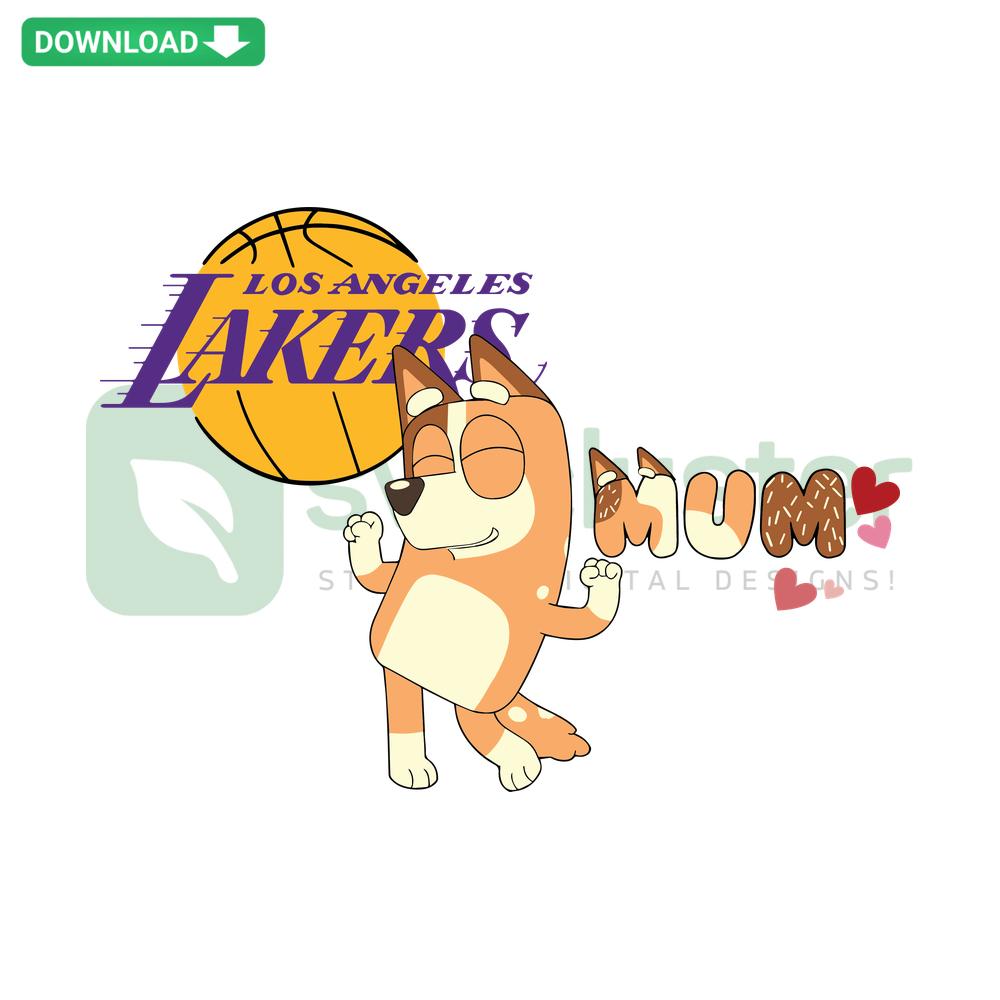 Los Angeles Lakers Bluey Hearts SVG for Cricut; Instant Mom-Themed Digital Download.