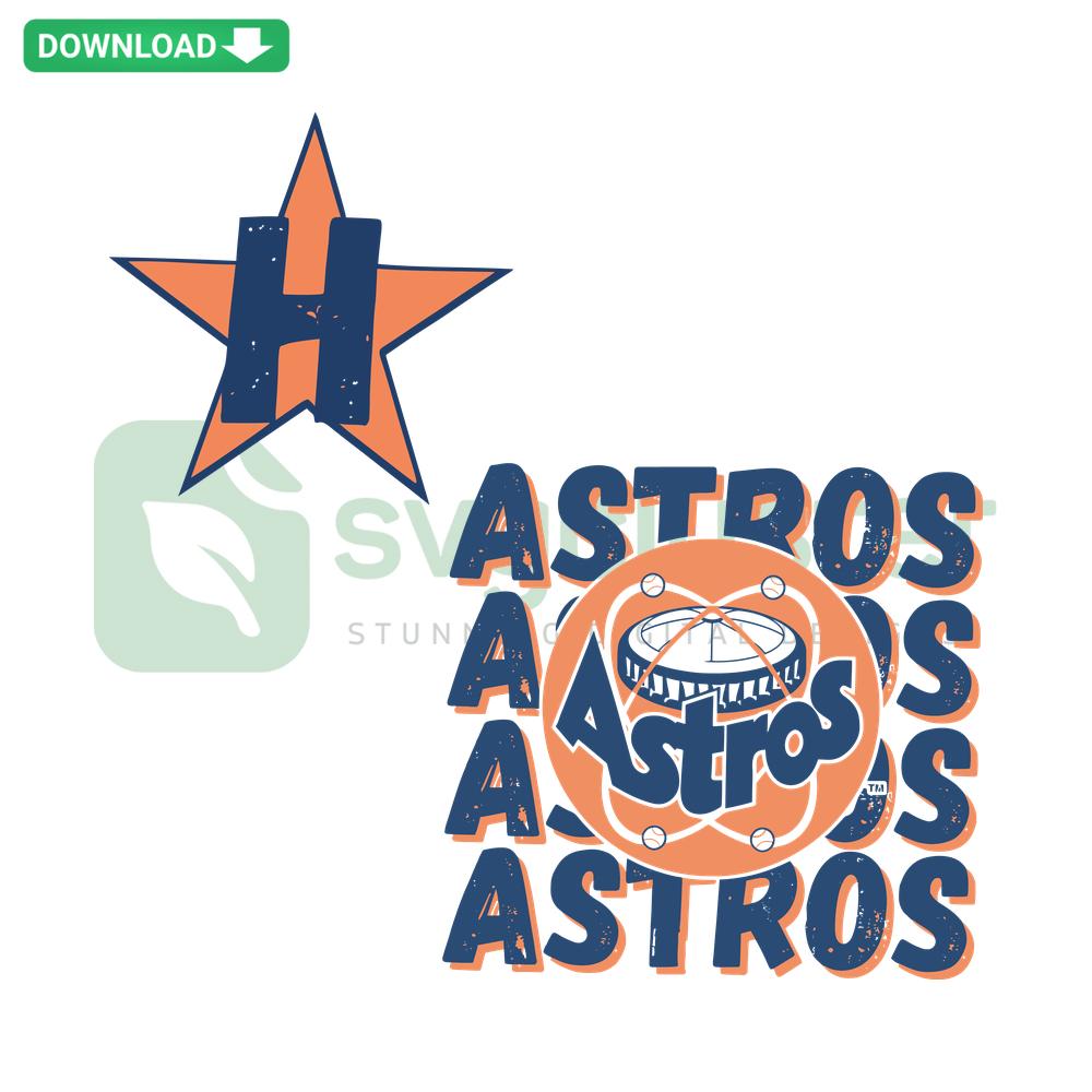 Houston Astros retro baseball SVG design featuring classic MLB logo for digital cutting and crafting projects.