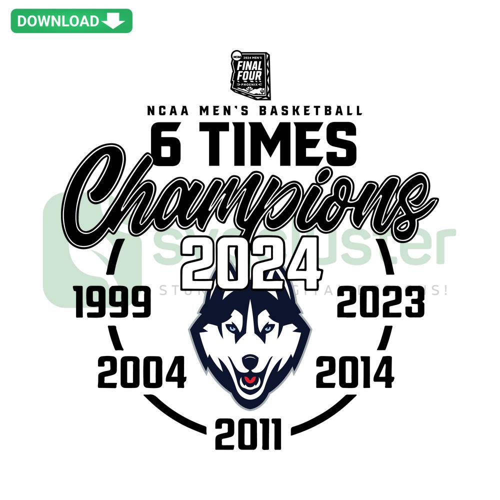 UConn Huskies 6X NCAA Basketball Champions SVG, Printable Craft Design for DIY Sports Projects