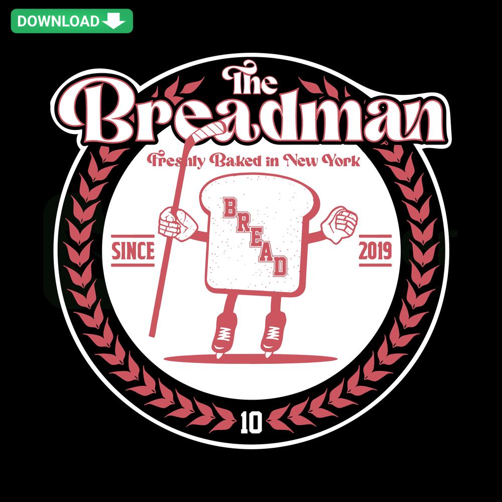 Breadman Hockey New York Rangers NHL SVG design, digital file download for designers, featuring hockey theme elements.