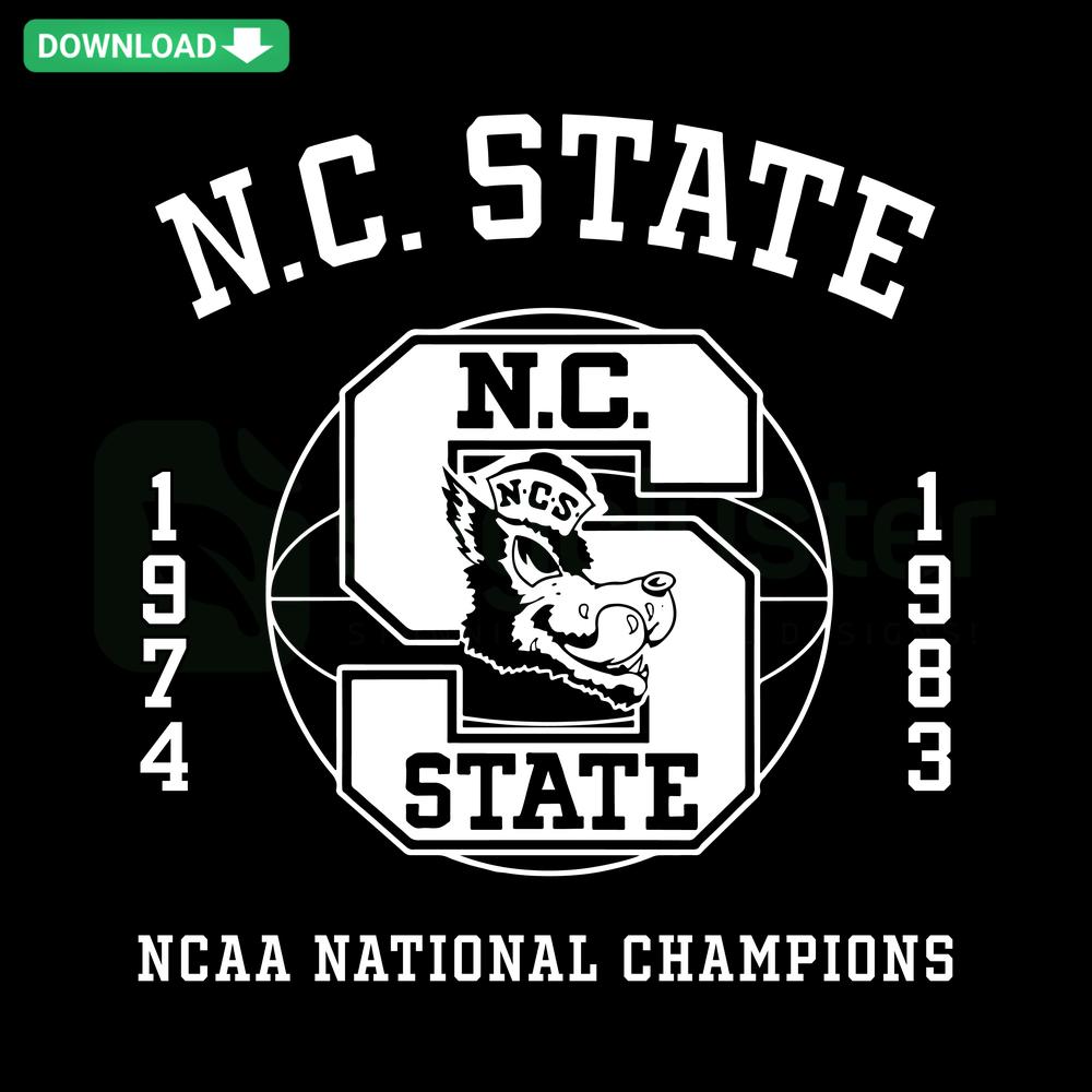 NC State Wolfpack NCAA National Champs SVG, bold red and white logo design, instant download sports memorabilia, collegiate pride.