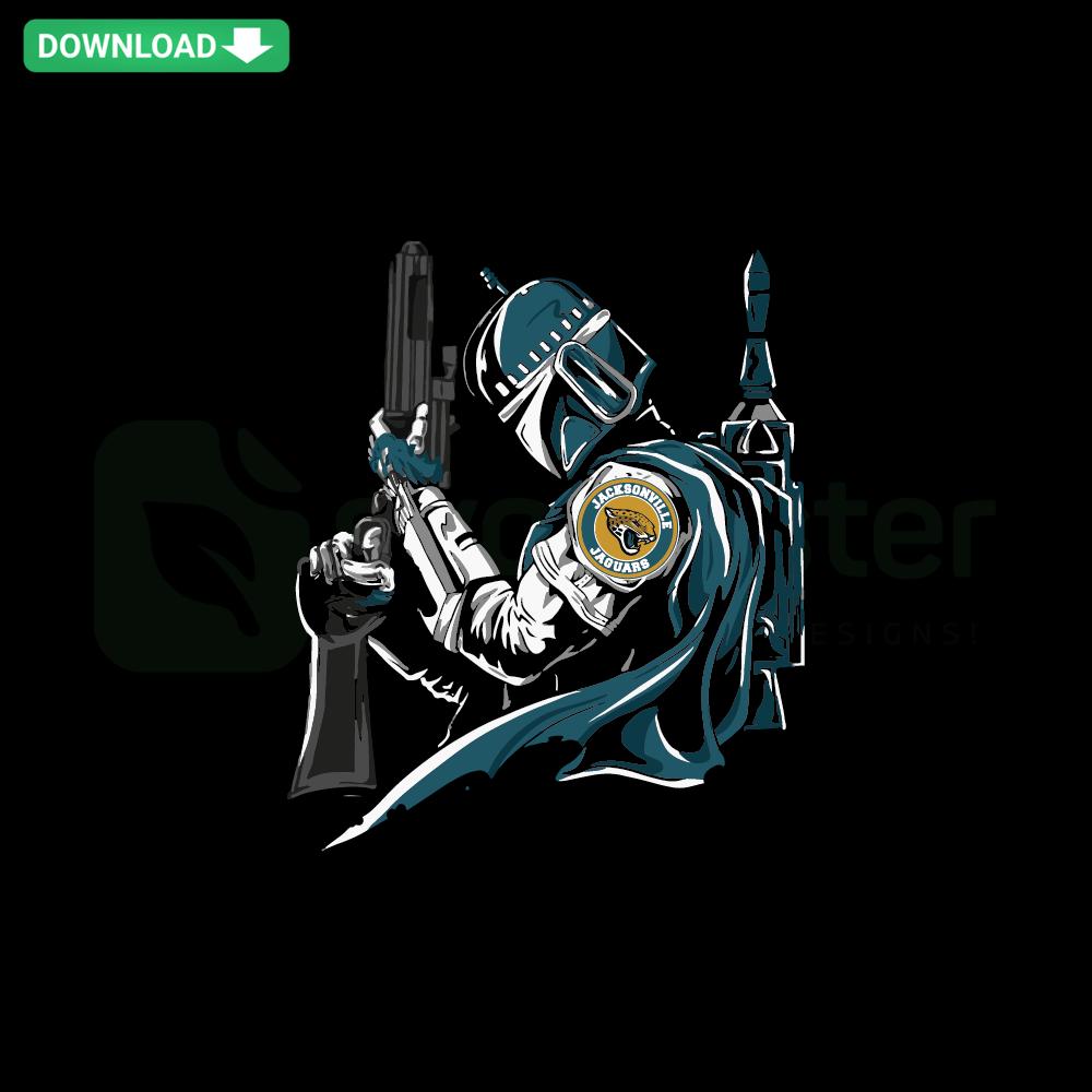 Mandalorian Jacksonville Jaguars SVG, Star Wars-themed craft patterns, digital download for Cricut and Silhouette projects.