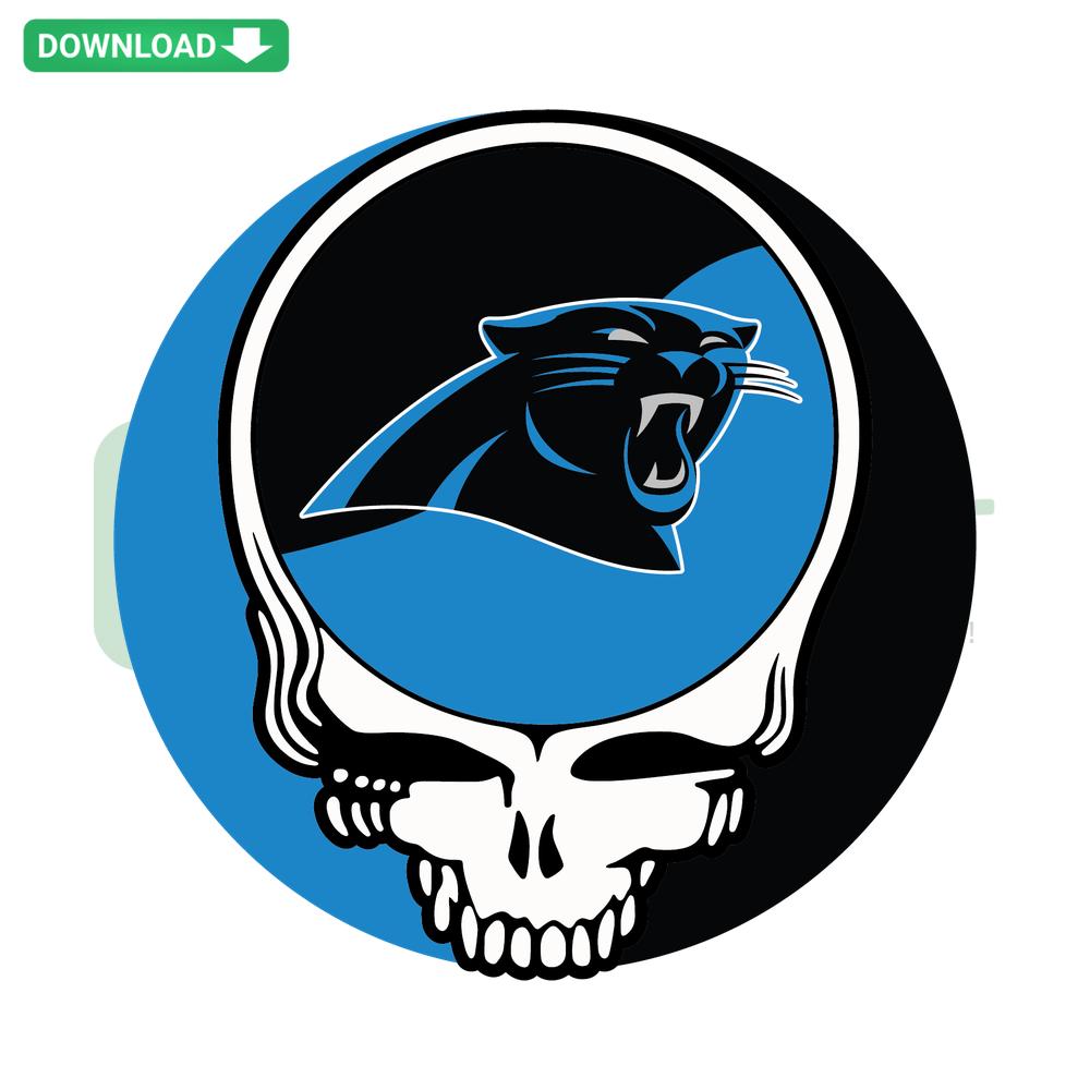 Carolina Panthers Skull SVG design, blue and black logo, digital download, NFL team concept for Cricut/print, SVG file collection.