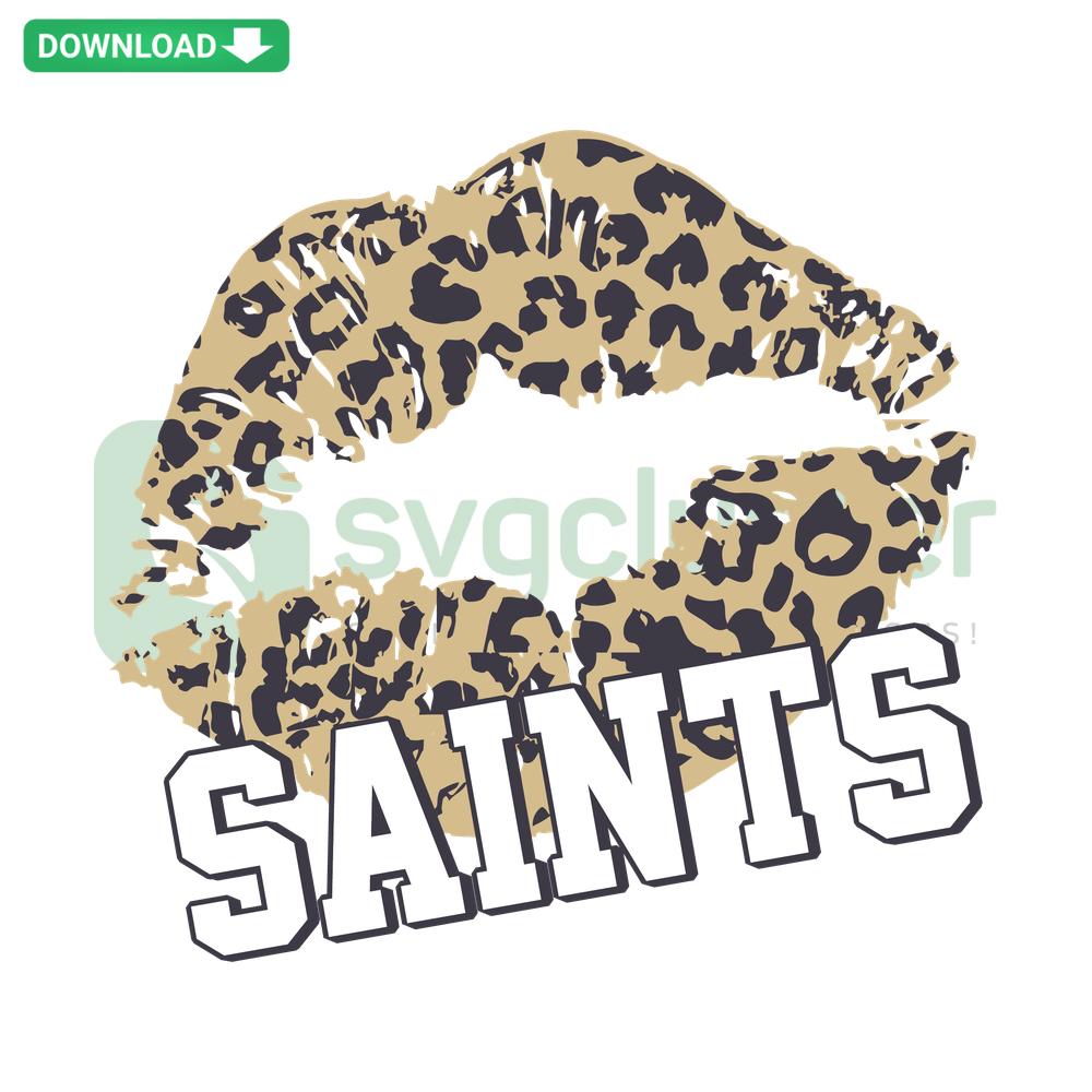 Leopard Pattern Lips New Orleans Saints SVG Design, Home Decor Graphic, Bold Animal Print, NFL Themed Digital Art