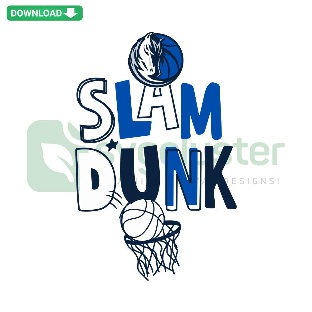 Dallas Mavericks SVG Digital Download: Dynamic slam dunk design, vibrant colors, perfect for printable projects, SVG file format.