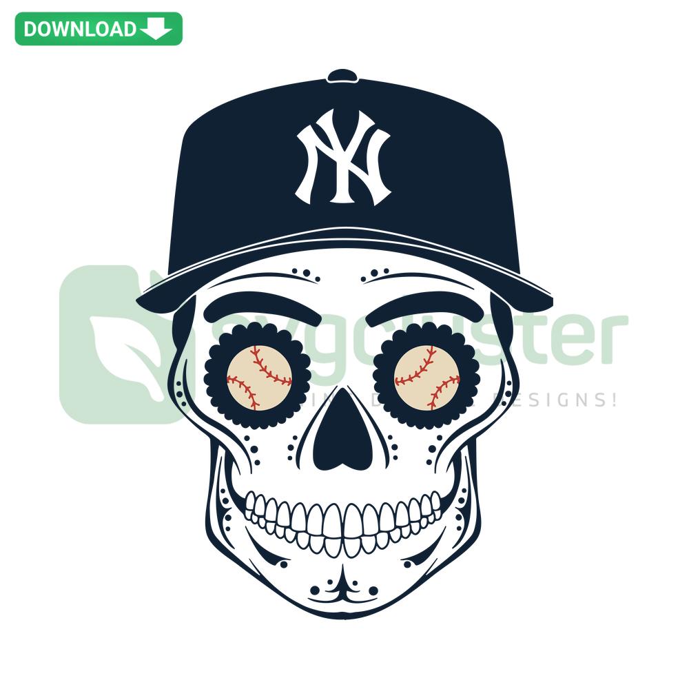 New York Yankees Sugar Skull SVG, Digital Download, Baseball Skull Design, Creative Yankees SVG, Sports-Themed Skull Art