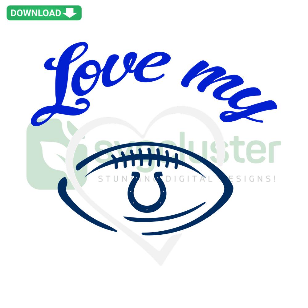 Love My Indianapolis Colts SVG Home Decor Design Download: Bold Blue Text with Heart and Colts Logo for Fans
