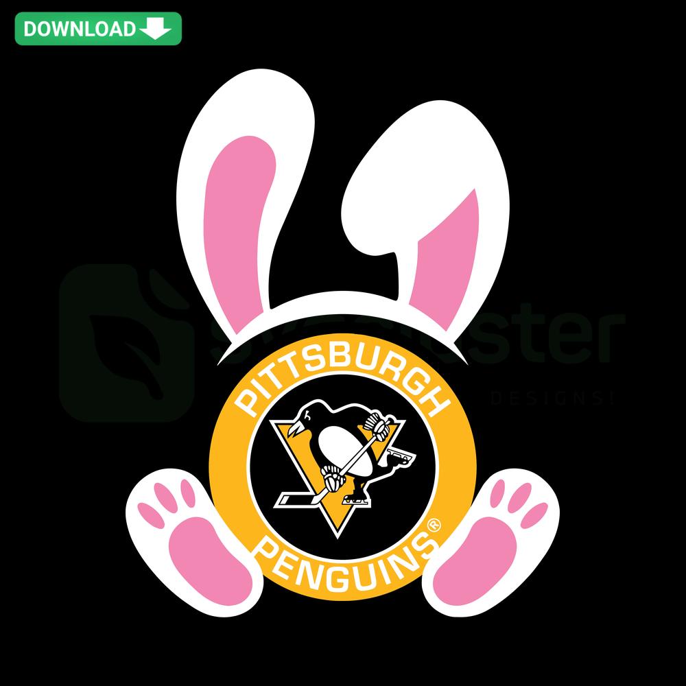 Pittsburgh Penguins Easter Bunny SVG, hockey-themed Easter design, commercial use, vector file download.