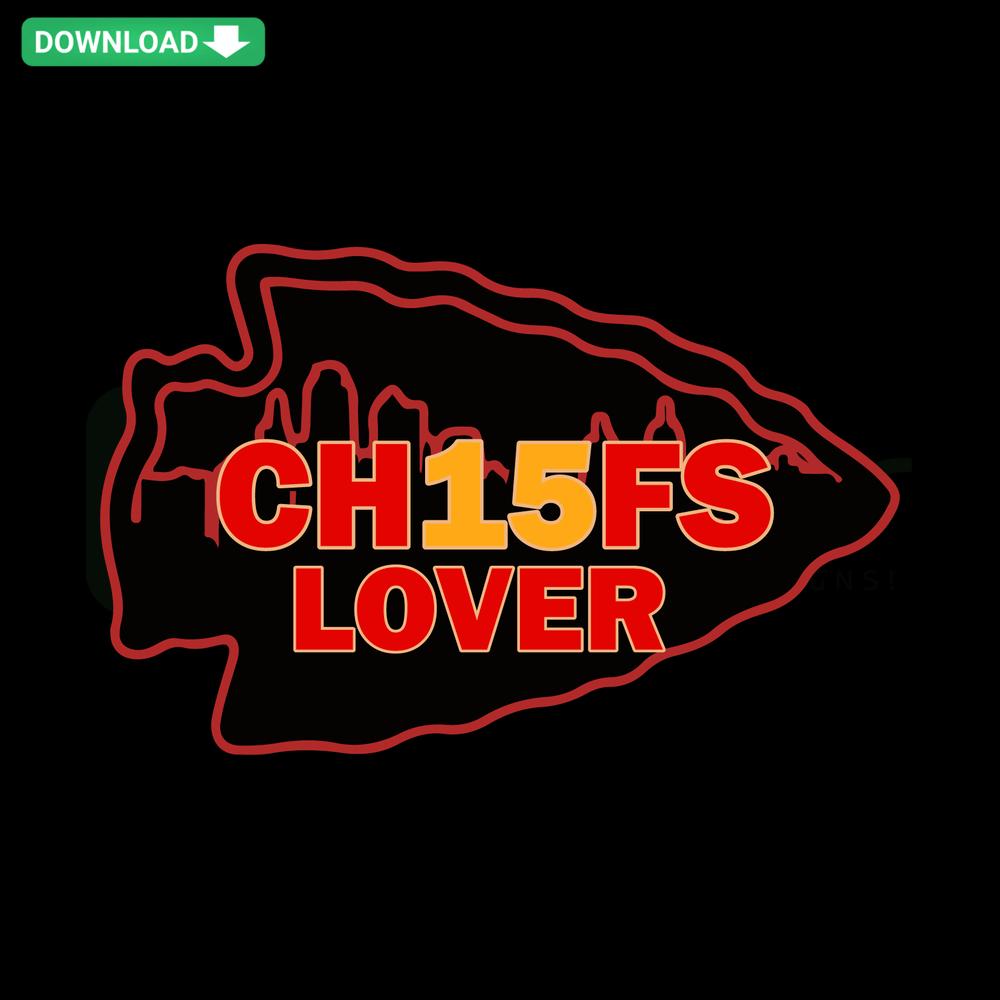 Chief Lover 15 Kansas City Football SVG with bold Cricut graphic design featuring sporty elements and team colors.