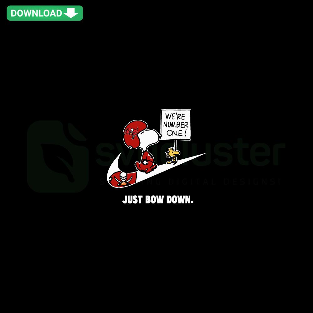Buccaneers Are Number One Just Bow Down SVG design, featuring bold text with iconic team colors, perfect for fans and crafts.