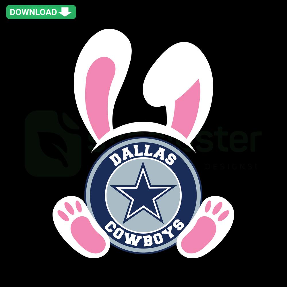 Dallas Cowboys Easter Bunny SVG; premium digital download featuring Easter bunny with Cowboys logo and football elements.