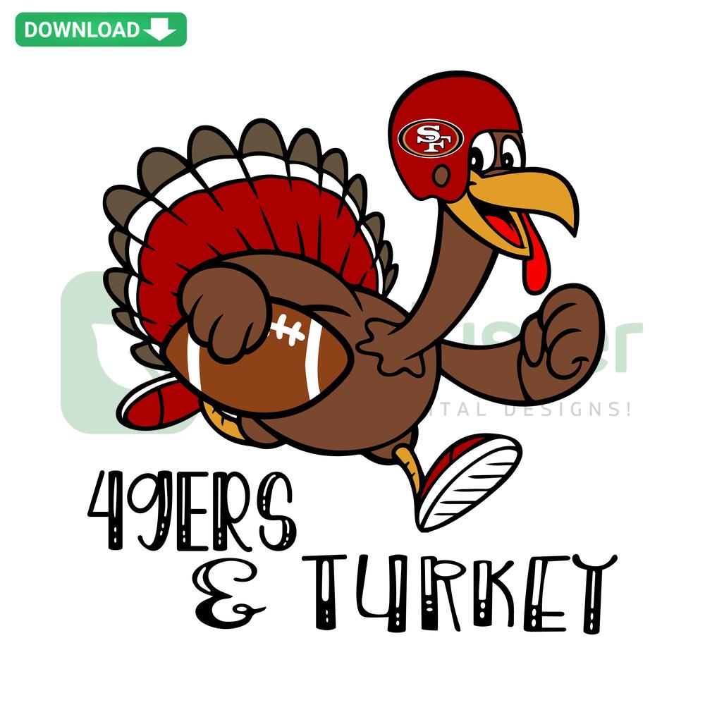 49ers Football Turkey SVG Digital Art - High-Resolution, Festive Turkey Wearing 49ers Helmet, Perfect for Thanksgiving Designs
