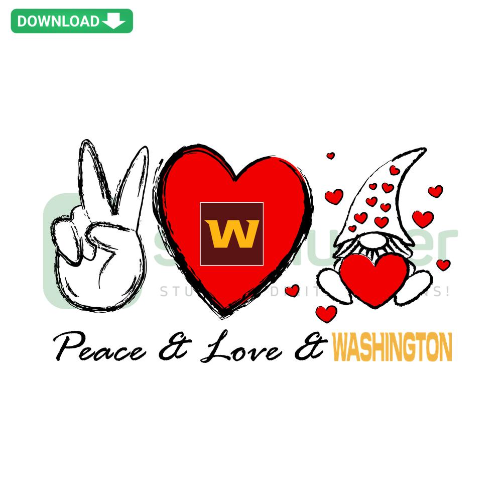 Peace Love Washington SVG: Heart & peace symbol intertwined with Washington state map; printable digital download, SVG file.