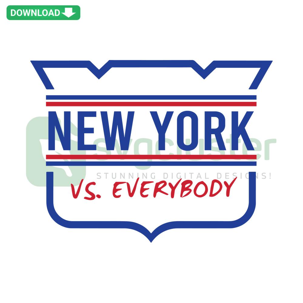 SVG of bold 'New York Vs Everybody' text with Rangers hockey logo, instant digital download for sports fans