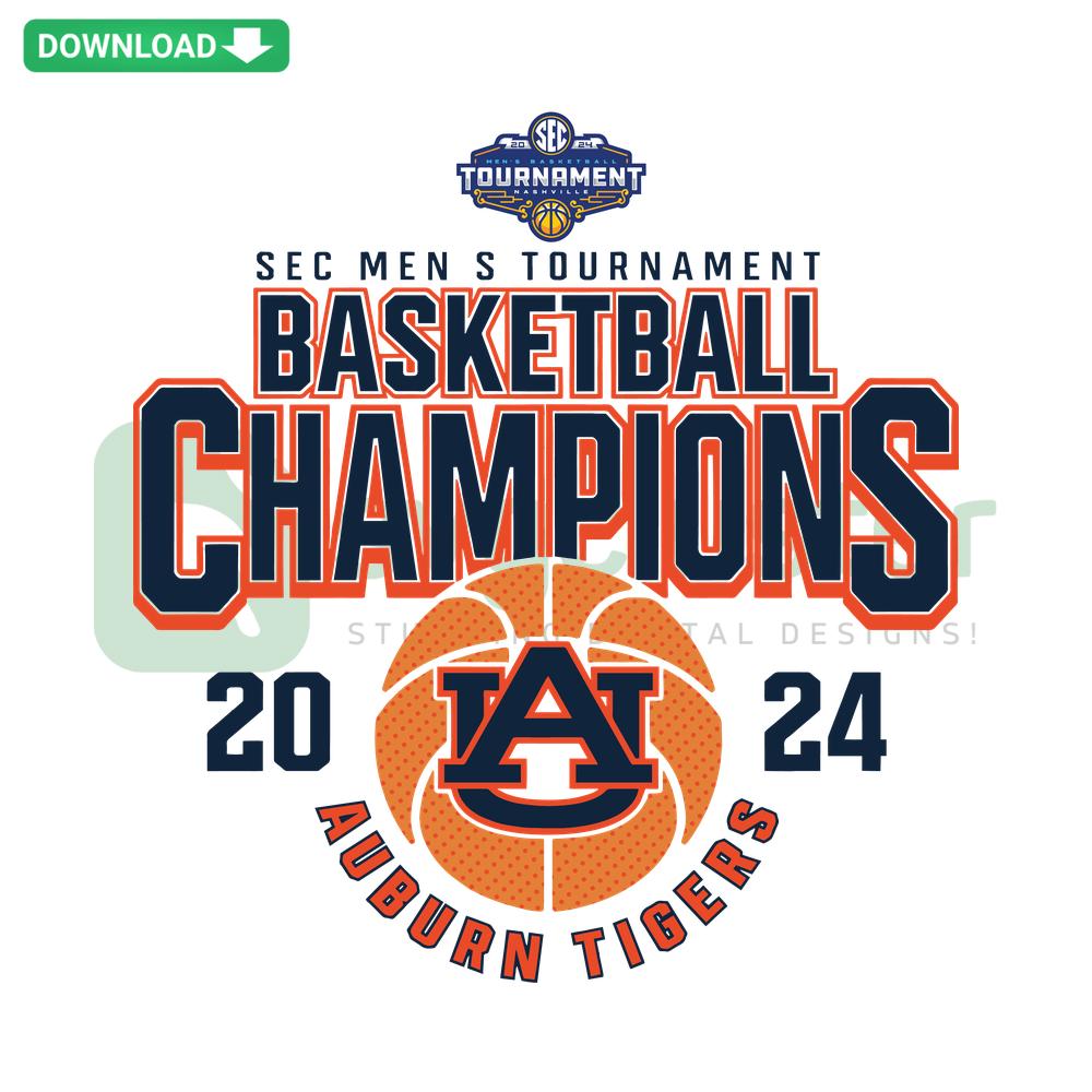 Auburn Tigers NCAA Basketball Champions 2024 SVG, premium SVG design featuring team colors, logo, and championship year.