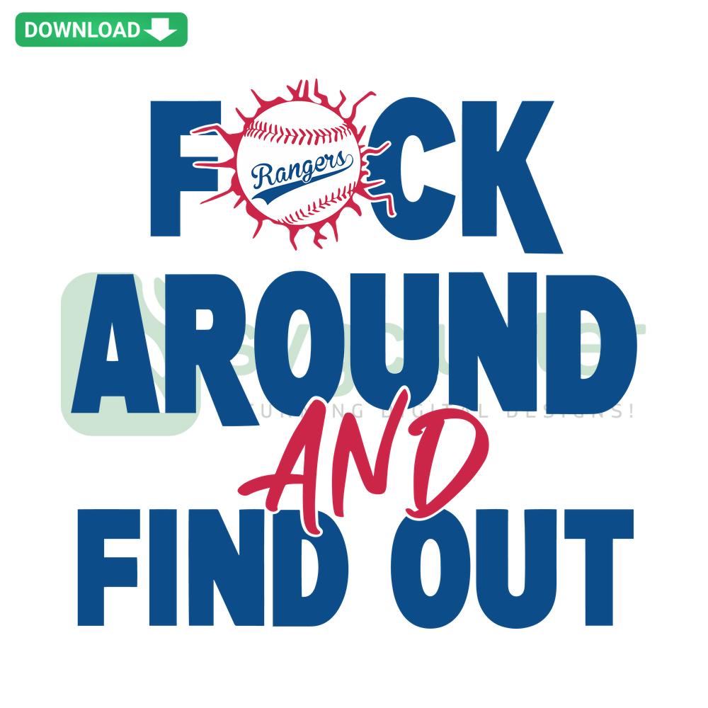 Retro F Around And Find Out Rangers Baseball SVG, vibrant design, perfect for card templates, DIY crafts, and fan gear.