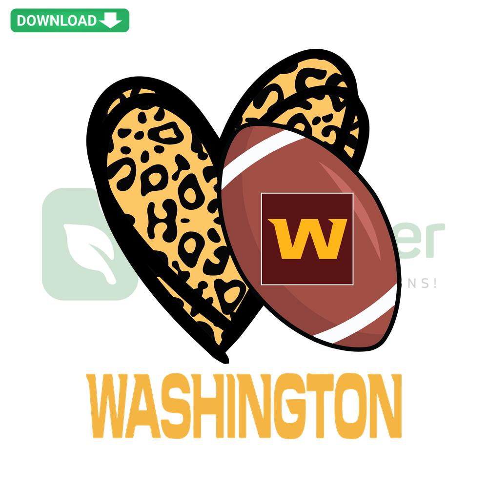 Washington Football Team Leopard Heart SVG Design, Football SVG, Designer Resources, Leopard Print Heart, Team Logo Graphic
