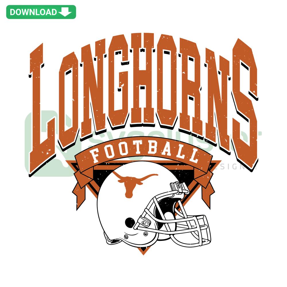 Vintage 90s Texas Longhorns Helmet SVG Design, Premium Files for Designers, Retro Football Clipart, Texas Team Logo