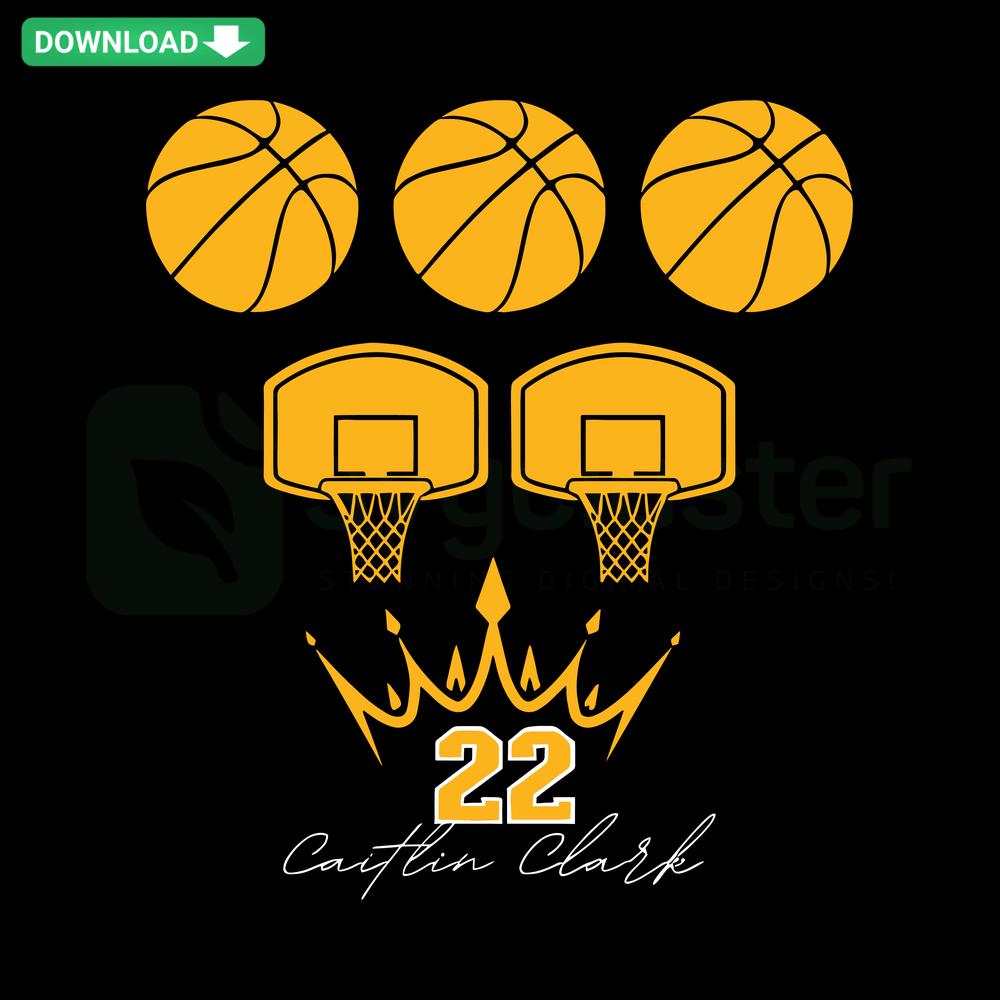 Caitlin Clark 22 Iowa Basketball Player Crown SVG, Premium SVG Graphic, Bold Design, Sports, Athlete Graphic, Print-Ready