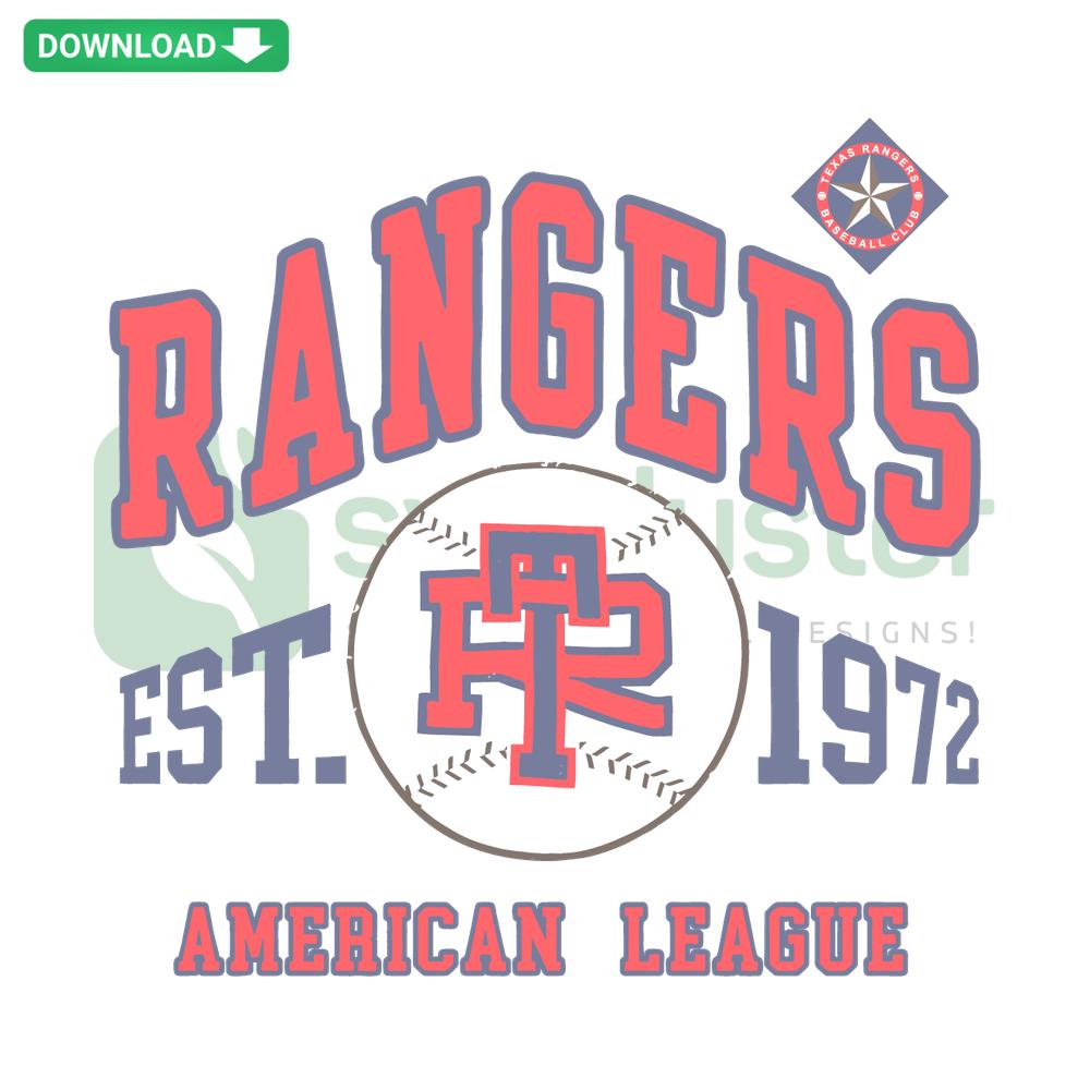 Vintage Texas Rangers American League SVG, featuring classic baseball logo elements, perfect for SVG design resources and crafts.