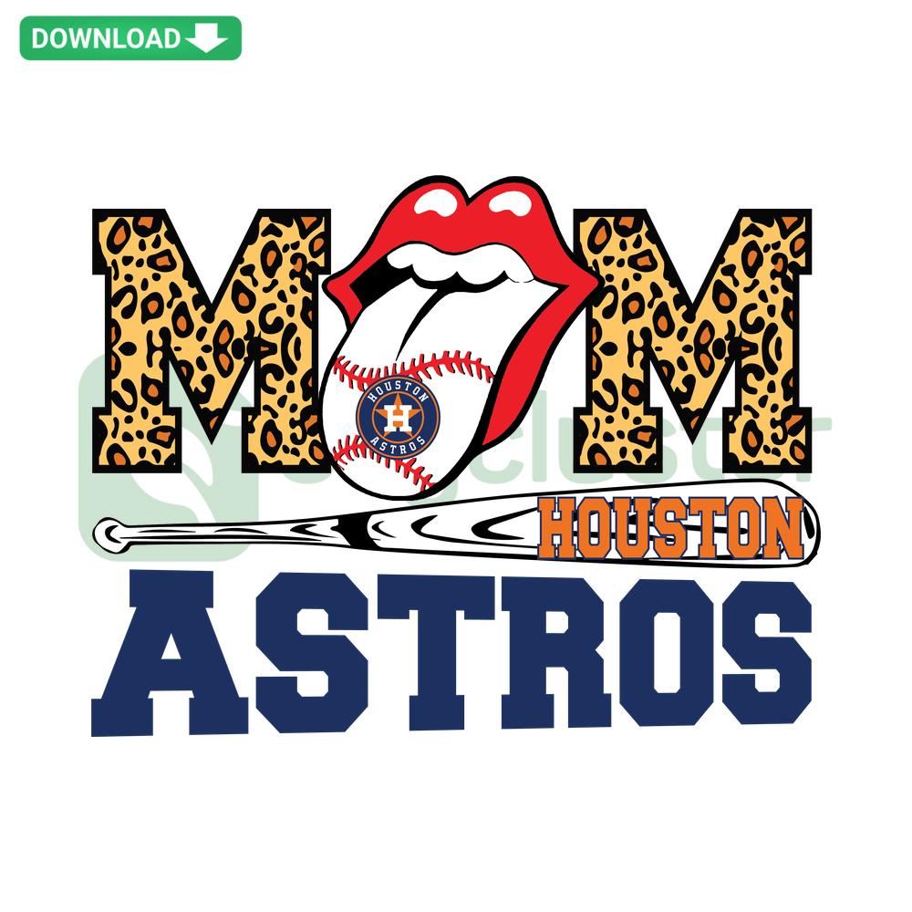 Houston Astros Mom SVG Design: Stylish orange and blue baseball-themed graphic for DIY crafts, digital download, printable SVG.