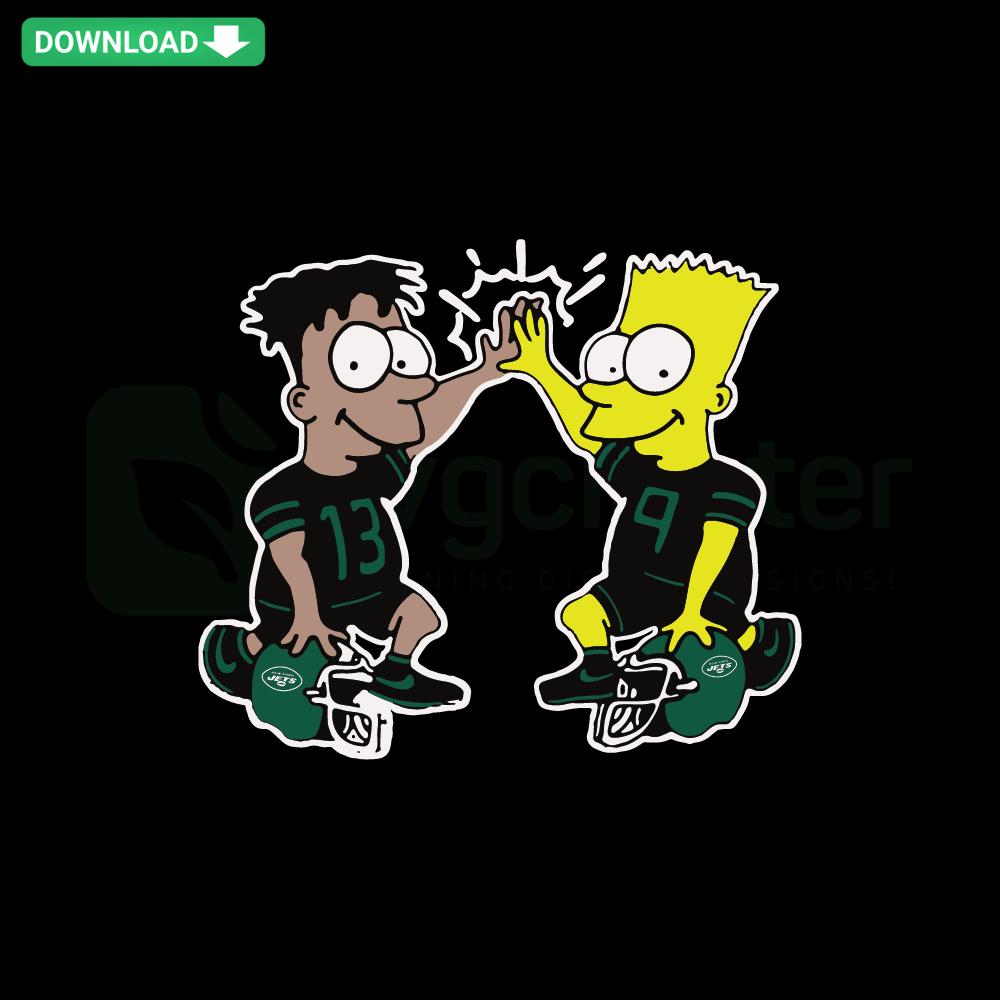 Simpson New York Jets SVG featuring iconic cartoon character in Jets gear, perfect for sports-themed scrapbooking projects.