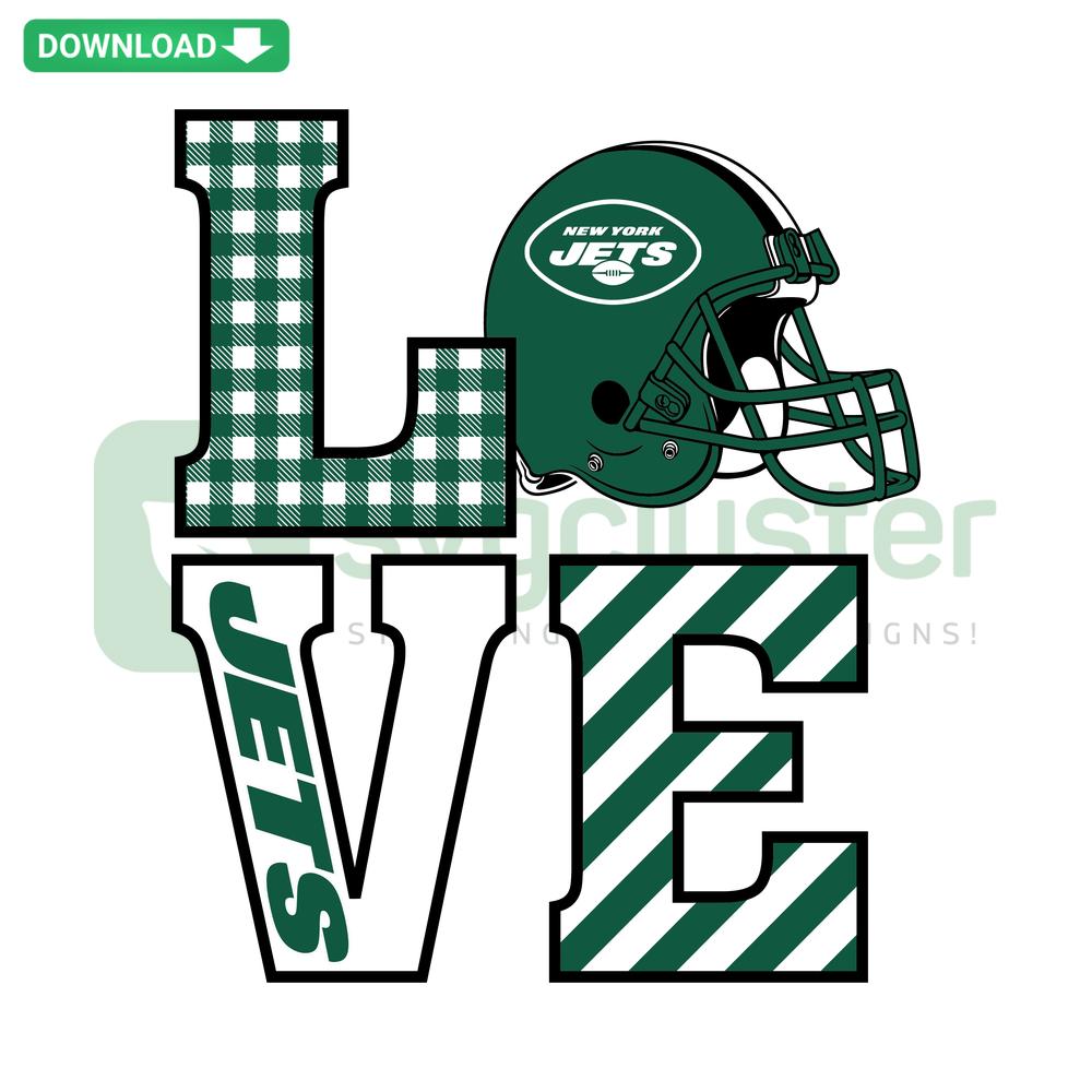 New York Jets Helmet SVG Digital Download, Cricut Ready - Love-themed design, perfect for DIY crafts and sports fans.