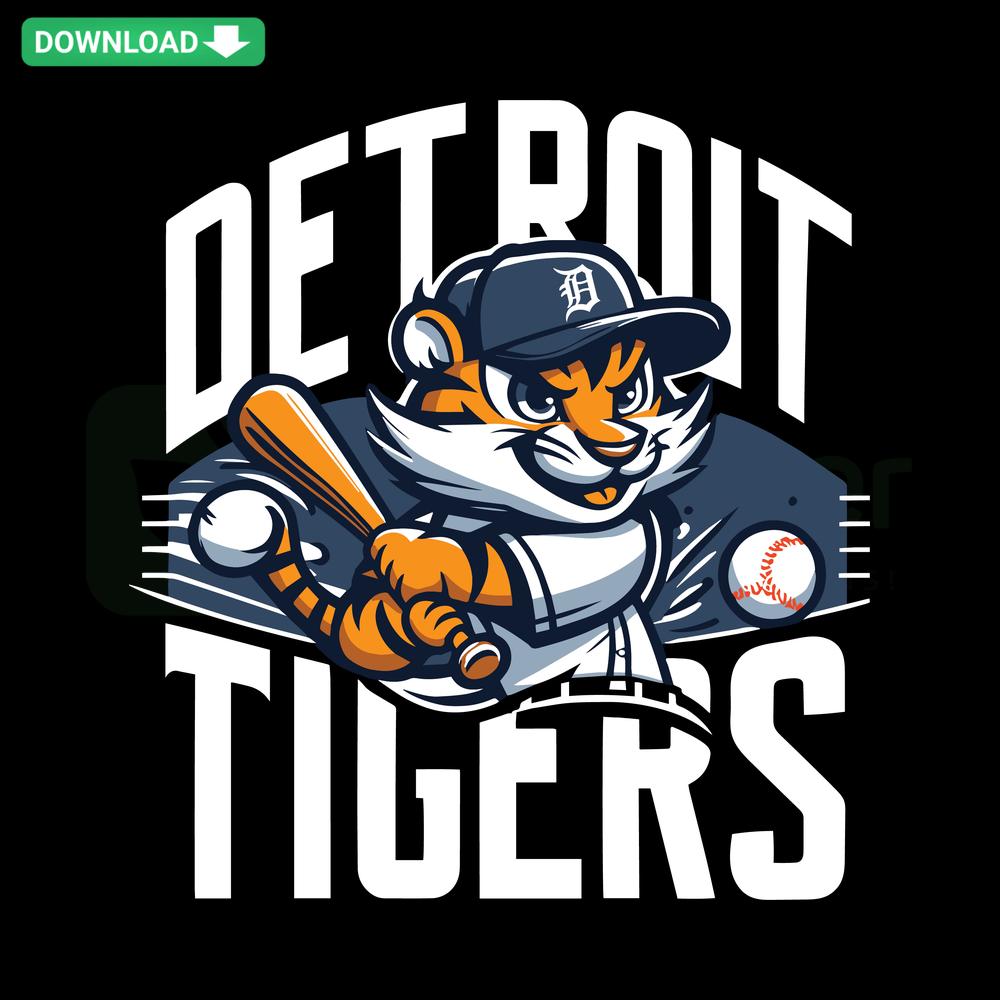 Detroit Tigers Player SVG Digital Download: Stylized Baseball Athlete Vector, Bold Team Colors, Perfect for Crafts & Designs