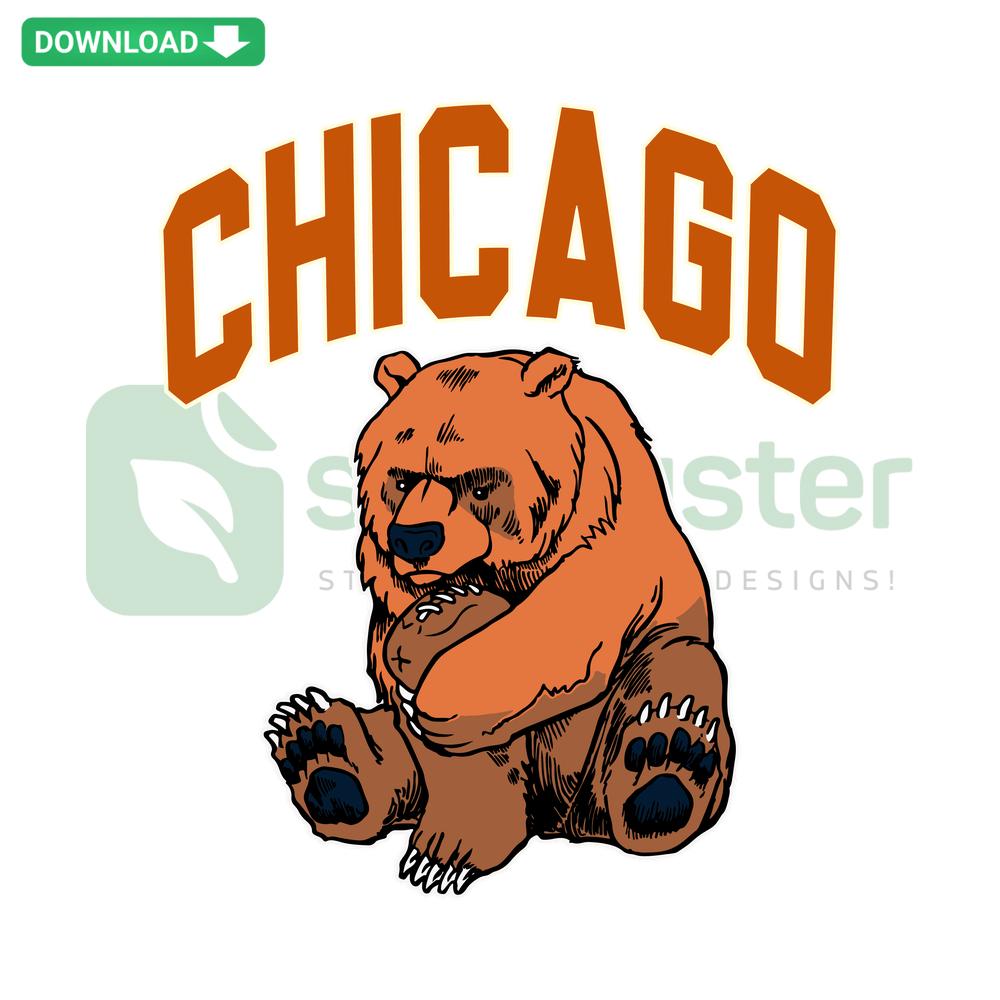Vintage Chicago Bear Football SVG Design, Unique SVG Art, Digital Download Featuring Retro Bear with Football Elements