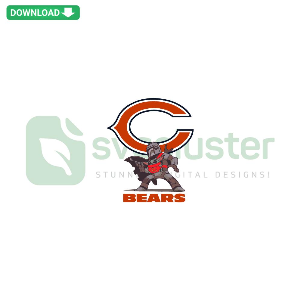 Illustrated SVG design of Mandalorian-inspired Baby Yoda bears; downloadable vector art for crafting and cricut projects.