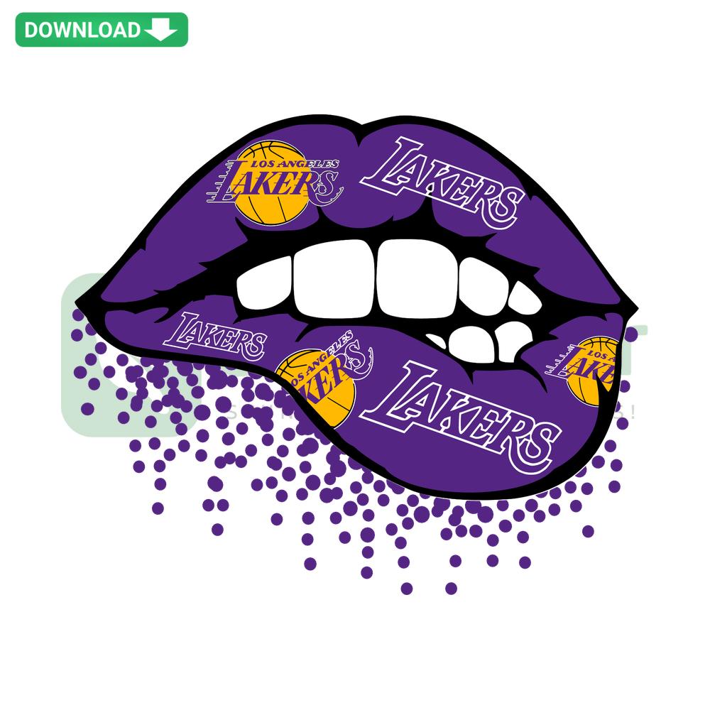 Los Angeles Lakers Dripping Lips SVG Design, perfect for SVG crafting and Lakers fans digital download.