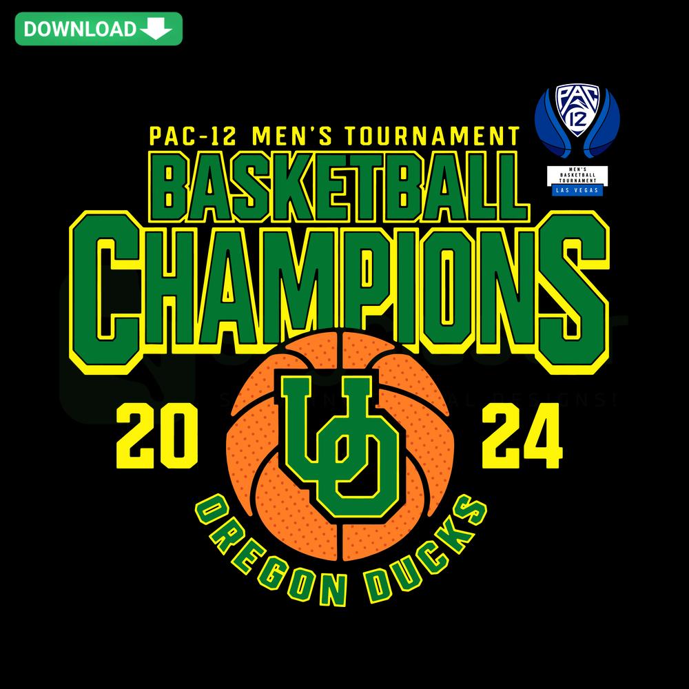Oregon Ducks 2024 Pac 12 Men's Basketball NCAA SVG Logo, Green and Yellow Design, Downloadable SVG File