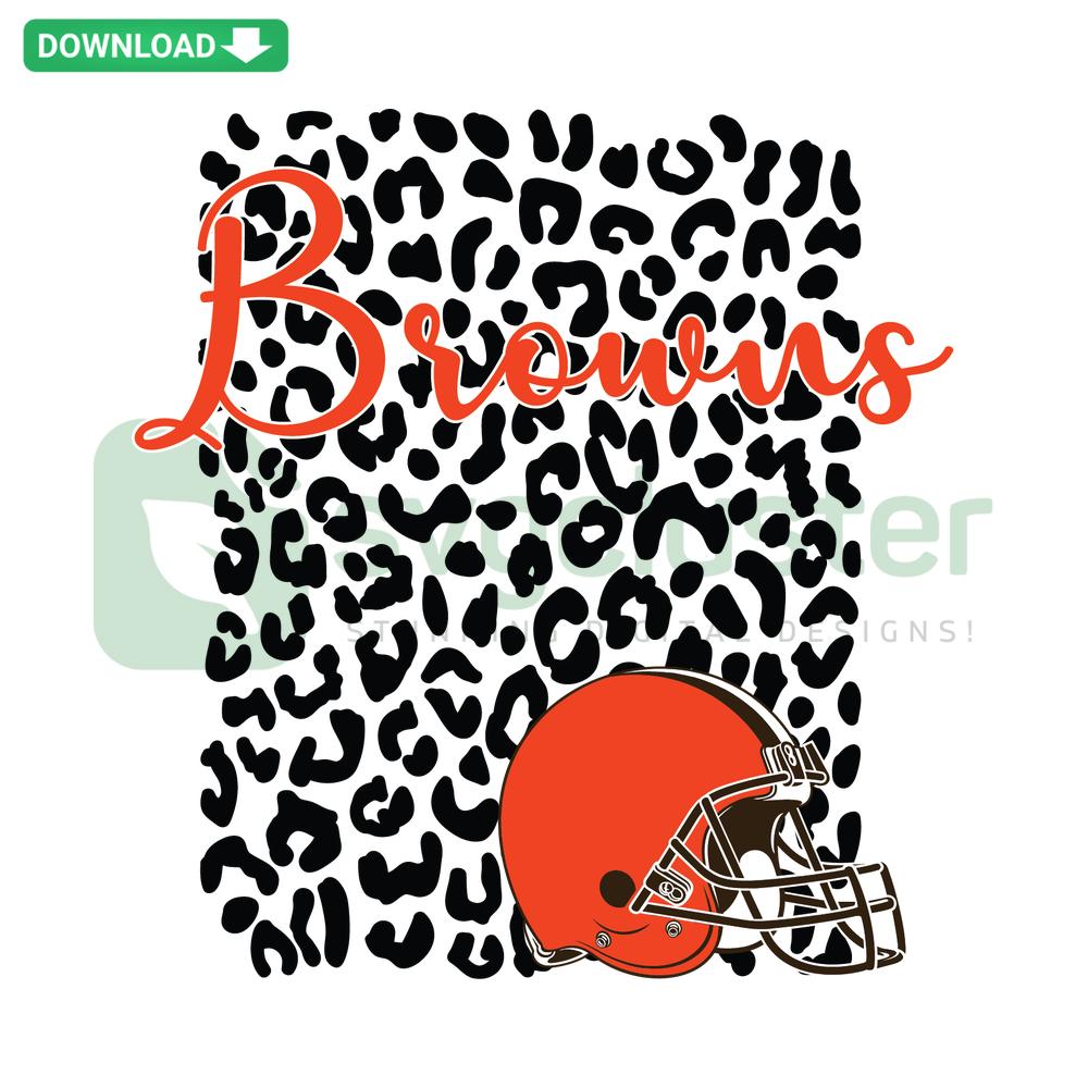 Cleveland Browns Leopard Spirit SVG design featuring leopard print elements, compatible with Cricut, instant download.