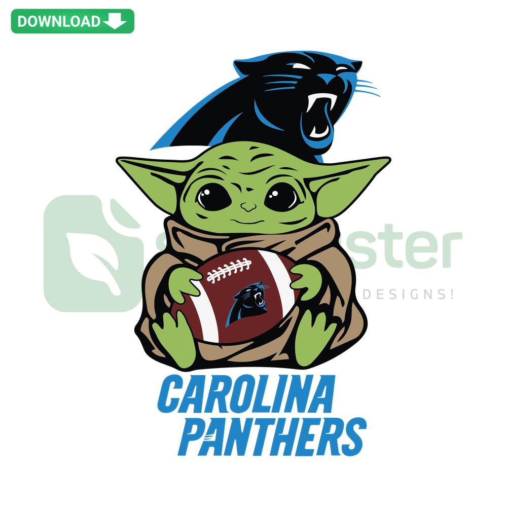 Baby Yoda Carolina Panthers SVG, Star Wars themed design, NFL team fan art, SVG file for Cricut, digital crafting resource.