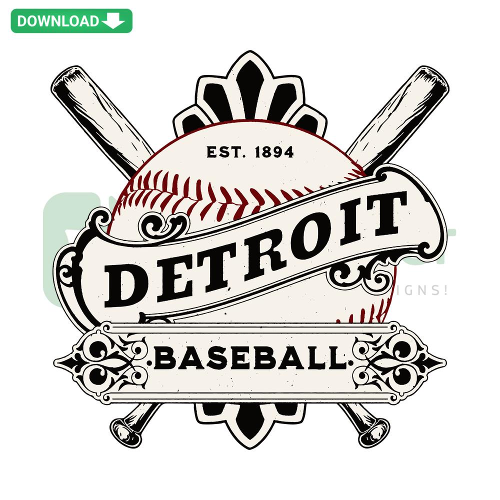 Detroit Baseball MLB SVG for Cricut - SVGCluster Digital Assets, featuring classic Detroit team logo in vibrant vector design.