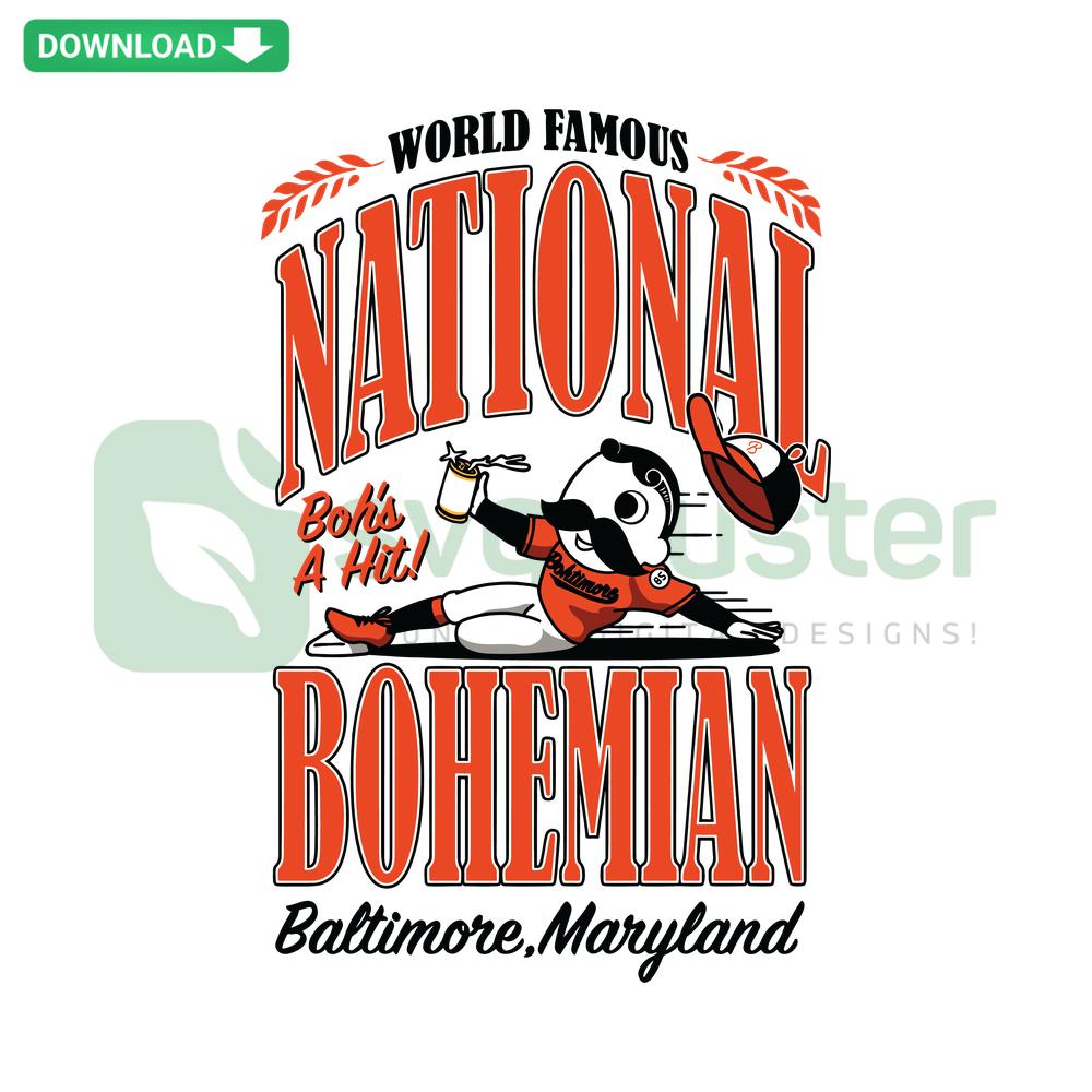 National Bohemian Baltimore Baseball SVG: Vintage-inspired digital design featuring iconic Natty Boh and baseball graphics.