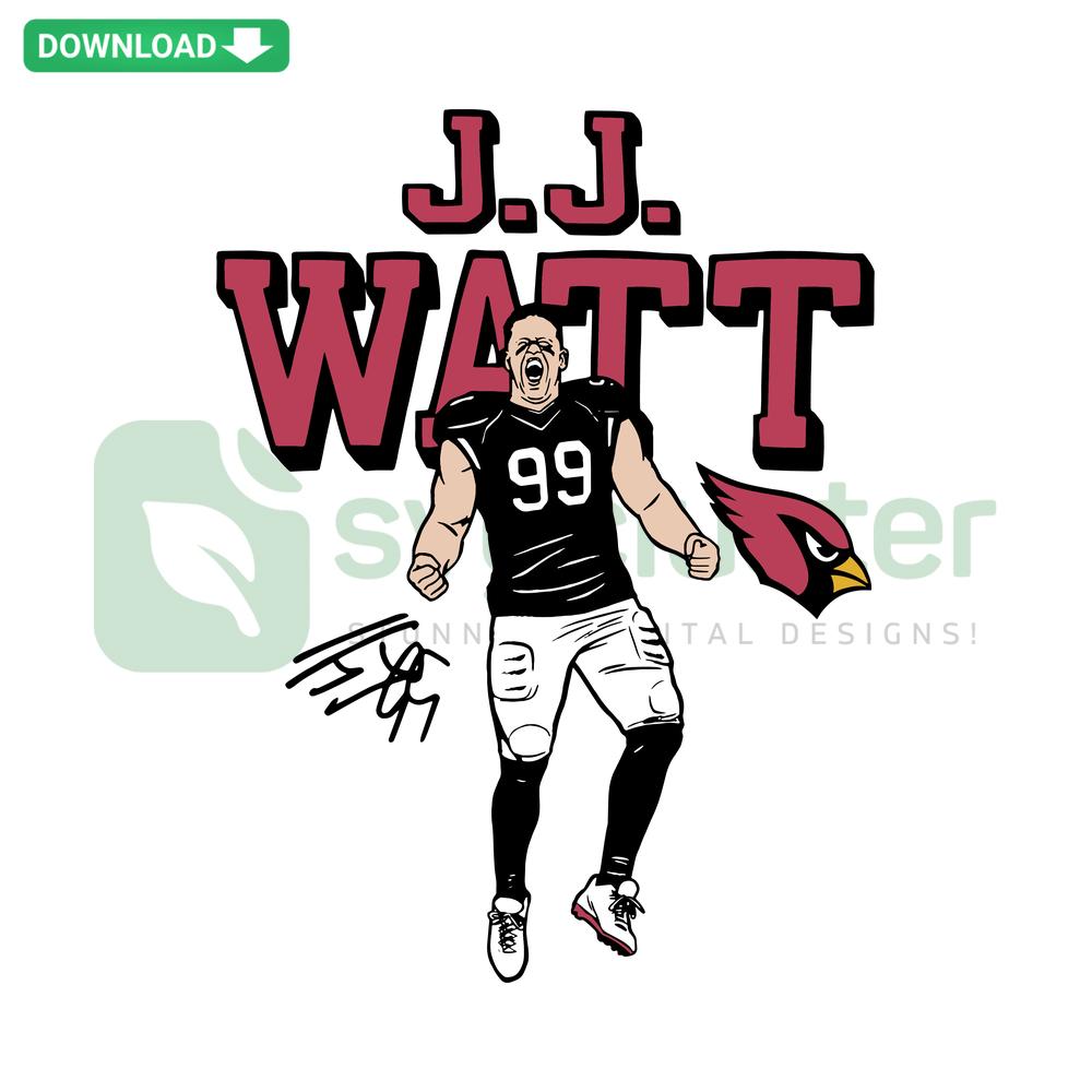 Cardinals JJ Watt Signature Texas Houston SVG, Printable Craft SVG Design, Digital Download, Arizona NFL Star, Sports Art