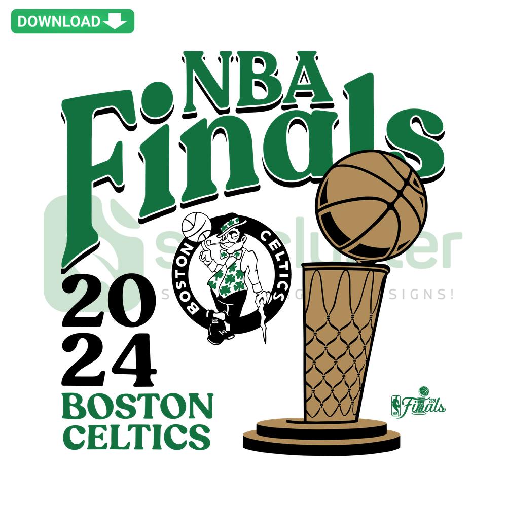 NBA Finals Trophy Boston Celtics 2024 SVG, editable vector file featuring Celtics championship design elements.