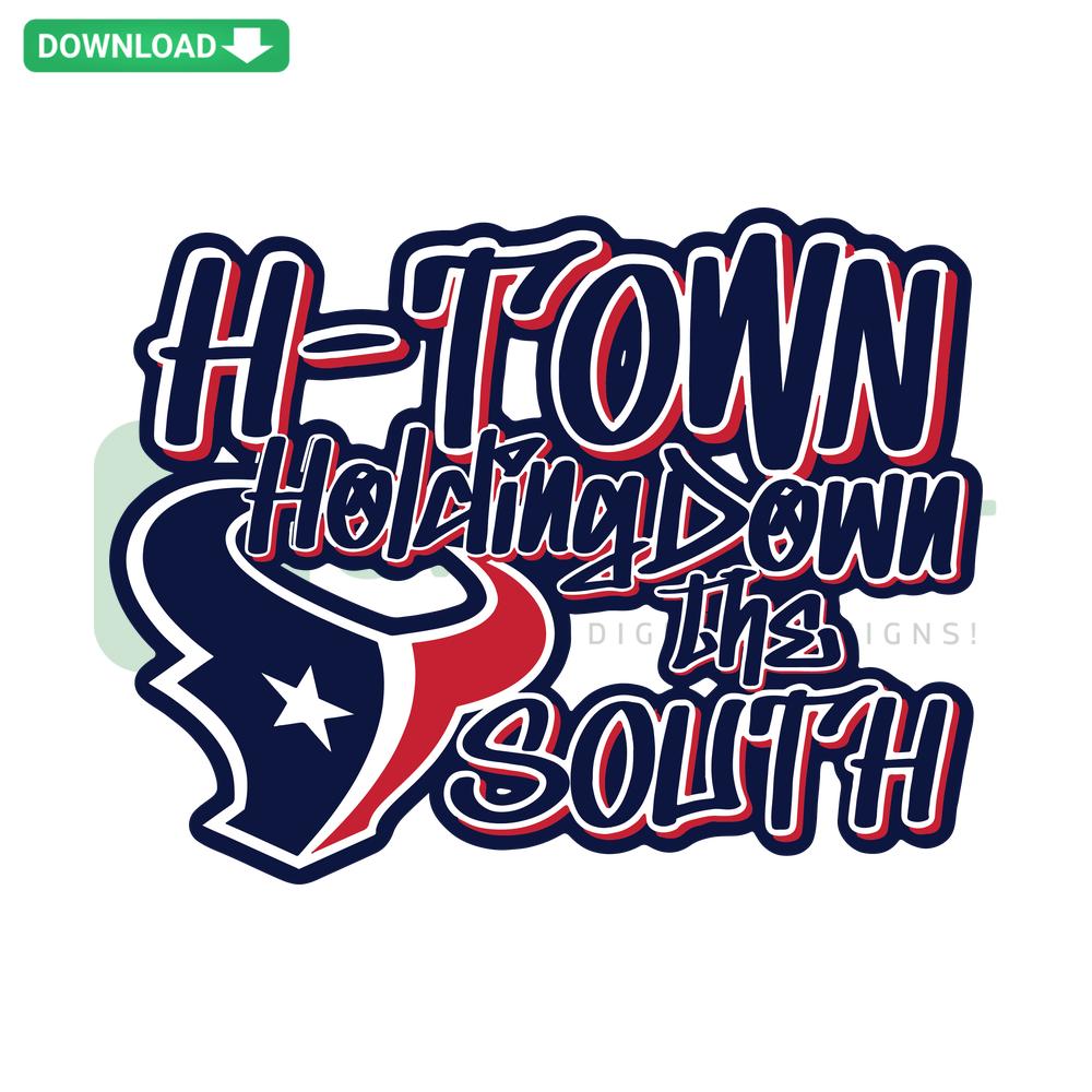 Bold Houston Texan HTown South SVG design; red, white blue colors; SVGCluster Digital Assets; perfect for sports fans.