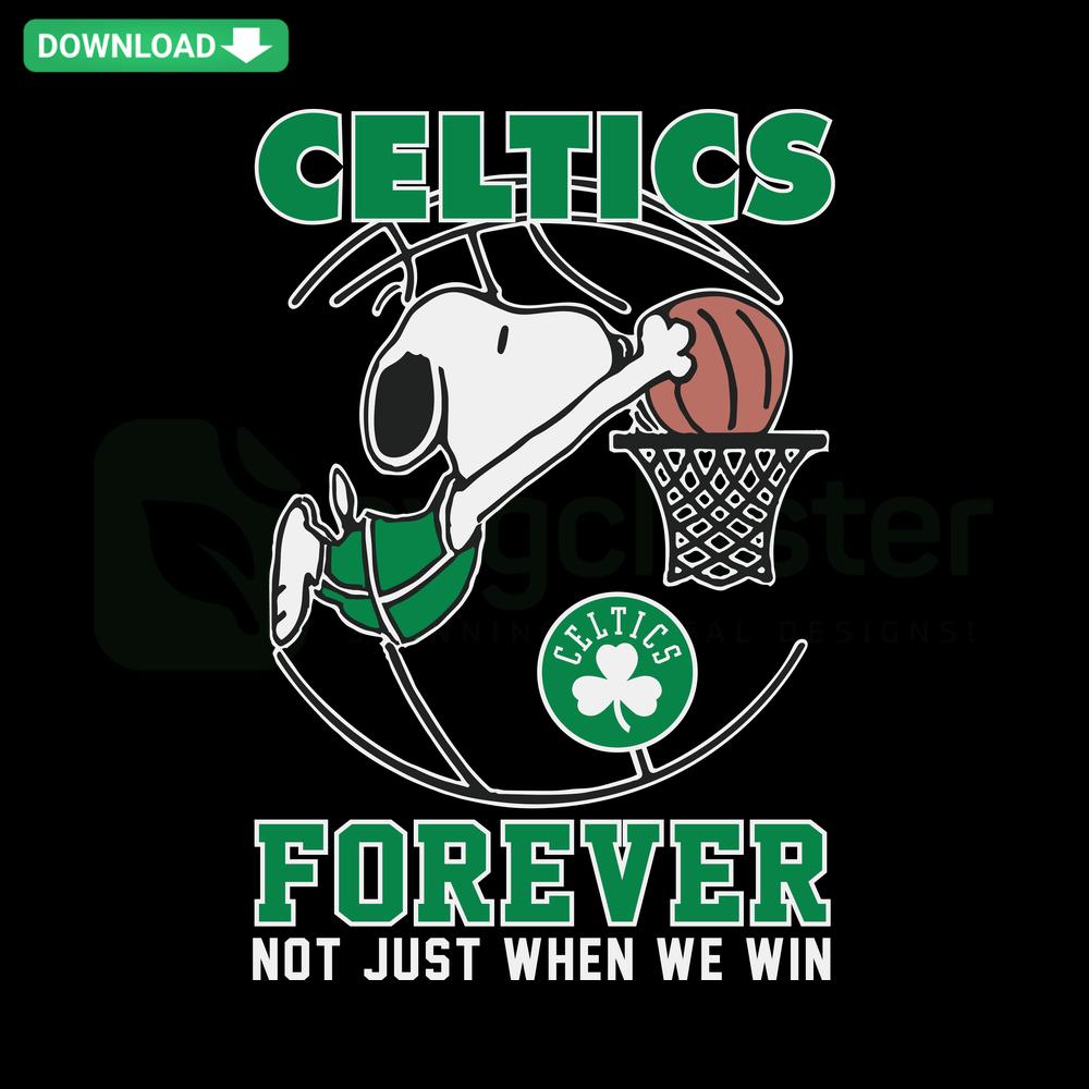 Boston Celtics 2024 SVG featuring Snoopy playing basketball, perfect for Cards, SVG Templates.