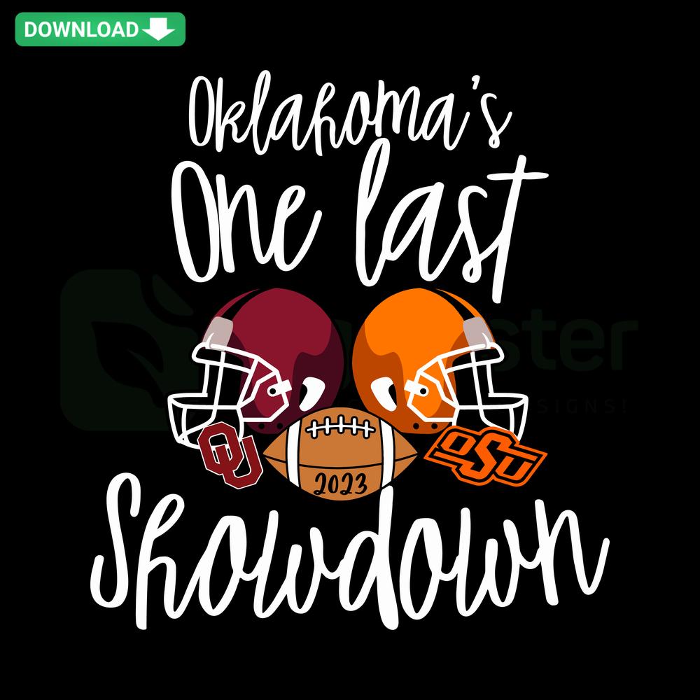 NCAA SVG design featuring Oklahoma's Last Showdown Football graphic, ideal for wall art, SVG file download.