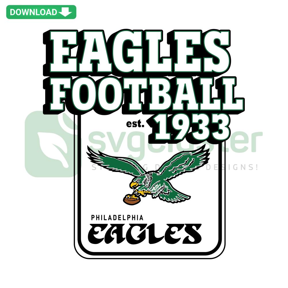 Eagles Football Est 1933 SVG Design, High-Quality Digital Download, Vintage Text & Eagle Graphic, Perfect for Sports Fan Crafts